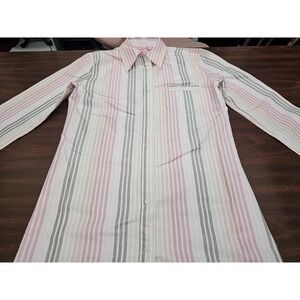 Nautica Womens Nightshirt NWT XL Pink Gray Stripe Sleep Shirt Button Front PJ